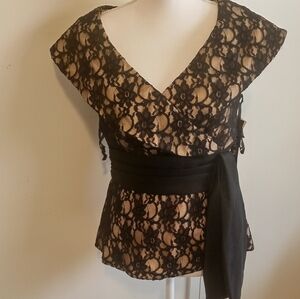 Helene Blake Women's Sleeveless Dressy Blouse Black/Nude size 6